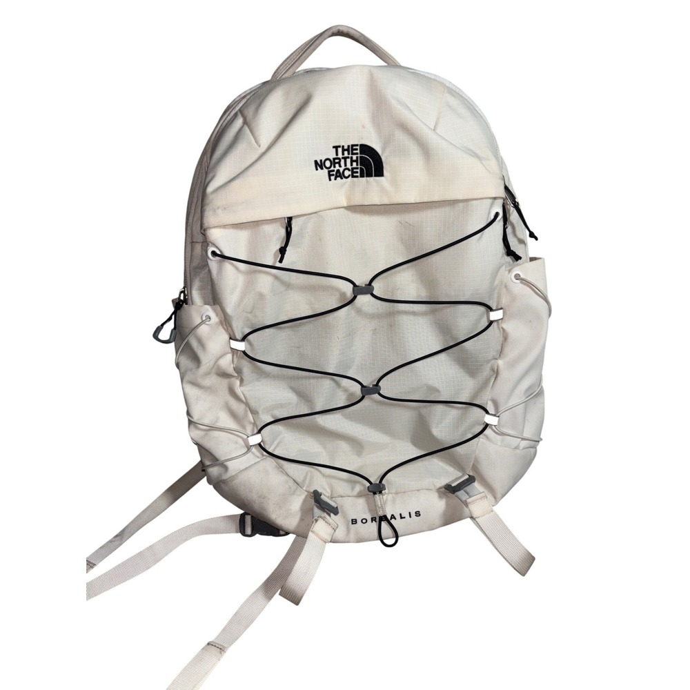 The North Face Borealis Backpack Cream White FlexVent School Hiking Bag Gorpcore